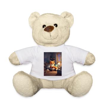 Nächtlicher Fuchs im Kuschelzimmer - Teddy - Weiß - Vorne