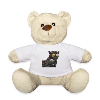 Cool leopard with sunglasses and glass - Teddy Bear - white - Front
