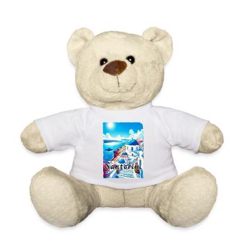 Grèce, souvenirs, vacances, Santorin - Nounours - blanc - Devant