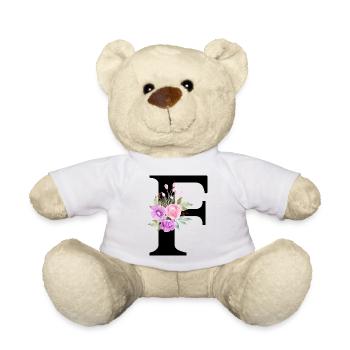 Lettre f floral violet - Nounours - blanc - Devant