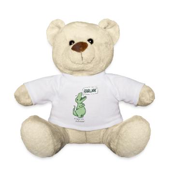Cute Dino Saying "Rawr means I love you" - Teddy Bear - white - Front