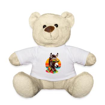 Casual donkey with sunglasses and Hawaiian shirt - Teddy Bear - white - Front