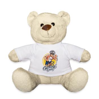 Vélo papa dessin animé autocollant - Nounours - blanc - Devant