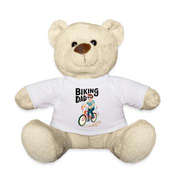 Biking Dad Cool Daddy Illustration - Teddy Bear - white - Front