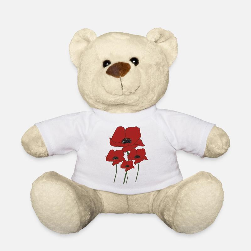 Bouquet de coquelicots - Nounours - blanc