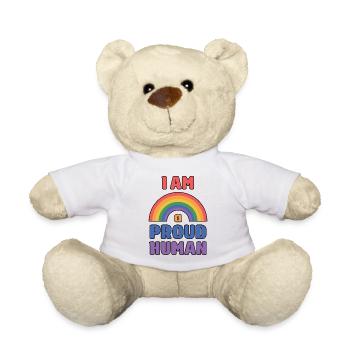 Mois de la fierté LGBT - Je suis un être humain fier - Nounours - blanc - Devant