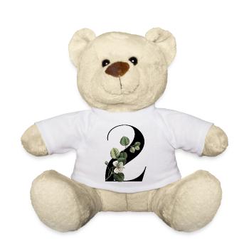 Nummer 2 Blumengrün - 2. Blumengeburtstag - Teddy - Weiß - Vorne