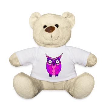 Stylized Purple Steampunk Owl - Teddy Bear - white - Front