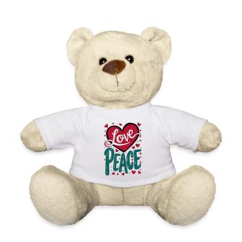 Liebe und Frieden Herz Design - Teddy - Weiß - Vorne