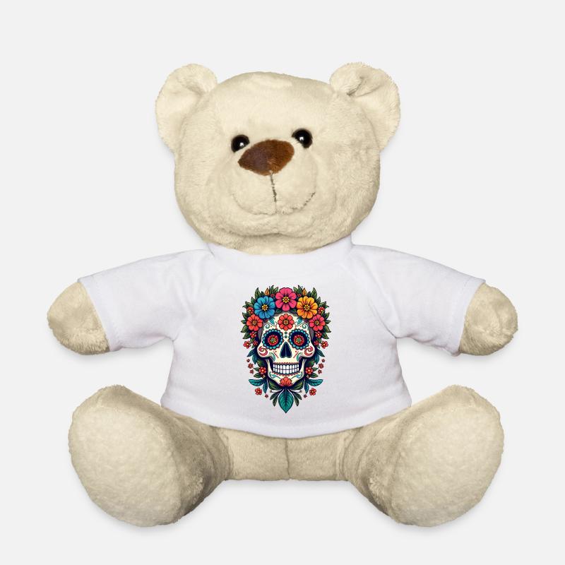 Festlicher Dia de los Muertos, Tag der Toten - Teddy - Weiß