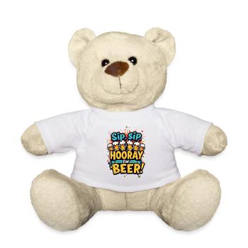 SIP, SIP, HOORAY FOR BEER! - Teddy Bear - white - Front