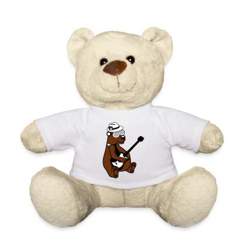 Seated Bear Brown Bear Plays Guitar Guitarist - Teddy Bear - white - Front