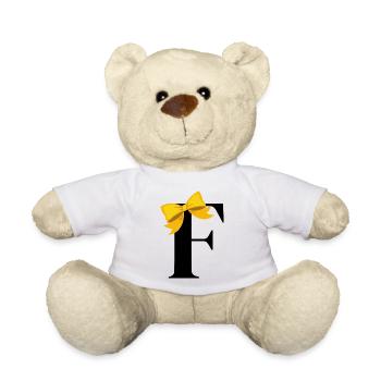 Lettre f nœud jaune - Nounours - blanc - Devant