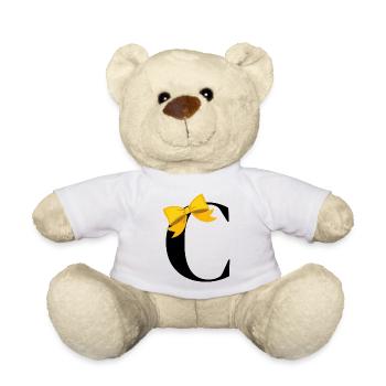 Lettre c nœud jaune - Nounours - blanc - Devant