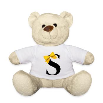 Lettre s nœud jaune - Nounours - blanc - Devant