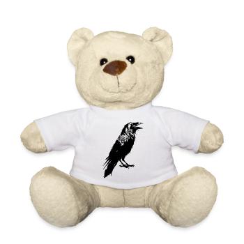 Crow Bird Animal - Teddy Bear - white - Front