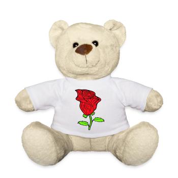 Pretty Beautiful Rose Blossom Leaf Roses Romantic - Teddy Bear - white - Front