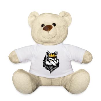 Wolf Cartoon Crown - Teddy Bear - white - Front