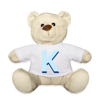 Lettre k bleu pop et moderne - Nounours - blanc - Devant