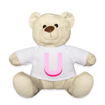 Pop- und moderner rosa Buchstabe u - Teddy - Weiß - Vorne