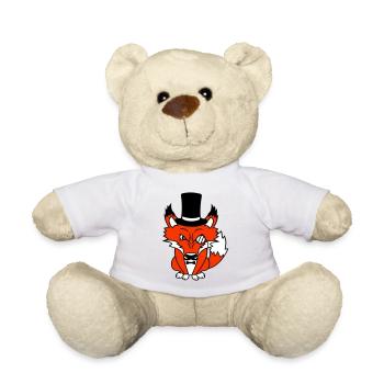 Fuchs Rotfuchs Sir Mr. Zylinder Hut Monokel Brille - Teddy - Weiß - Vorne