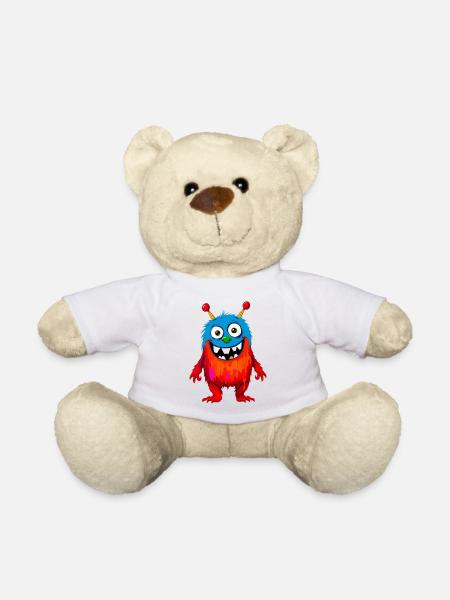 Colorful Monster Art - Personnage mignon et ludique - Nounours - blanc
