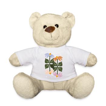 Four Flowers Illustration - Teddy Bear - white - Front