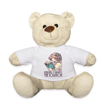 Book Books Reading Wife Solution Funny Gift - Teddy Bear - white - Front
