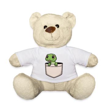 Funny Lizard in Pocket - Cute Reptile Product Gift - Teddy Bear - white - Front