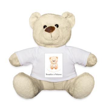 Atme & Glaube Bär mit Tee auf Wolke Design! - Teddy - Weiß - Vorne