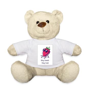 Cool & Sweet: Strawberry in a sun chair motif! - Teddy Bear - white - Front