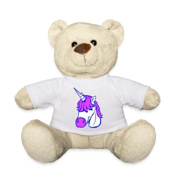 Unicorn Smiles Pretty Friendly Cartoon Horse - Teddy Bear - white - Front