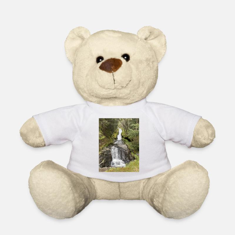 Nature Park Waterfall Design - Teddy Bear - white