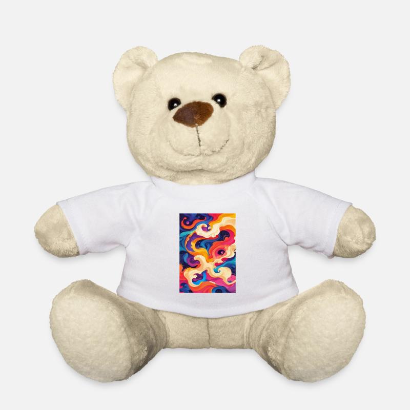 Abstract Chromatic Swirl - Teddy Bear - white