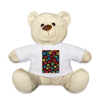 Buntes Feuerwerk auf schwarzem Hintergrund - Teddy - Weiß - Vorne