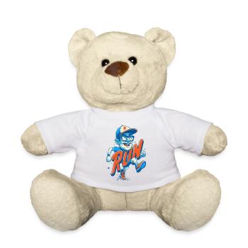 Funny runner with RUN lettering - Teddy Bear - white - Front
