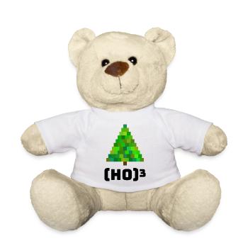 Illustration d’arbre de Noël pixélisée - Nounours - blanc - Devant