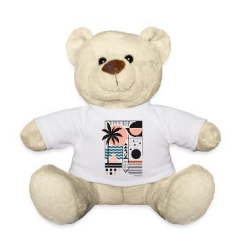 Motif minimaliste de coucher de soleil et de palmier - Nounours - blanc - Devant