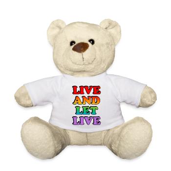 Regenbogen Leben und leben lassen LGBT Pride Tee - Teddy - Weiß - Vorne