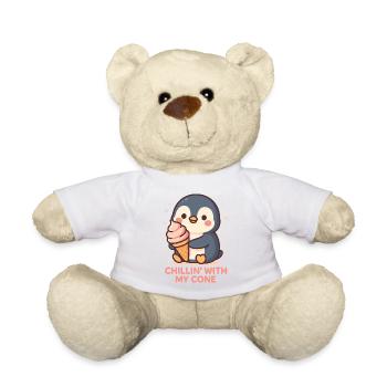 Niedlicher Pinguin mit Eistüte Design - Teddy Bear - white - Front