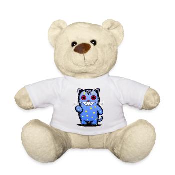 Verspielter blauer Katzen-Charakter mit Sternen - Teddy - Weiß - Vorne