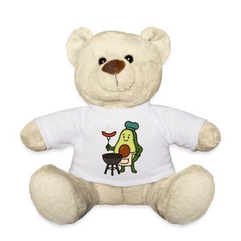 Avo cooking figure with grill and sausages - Teddy Bear - white - Front