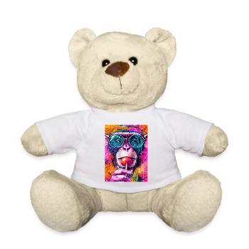 Psychedelic Big Jumpsuit with Glasses and Lollipop - Teddy Bear - white - Front