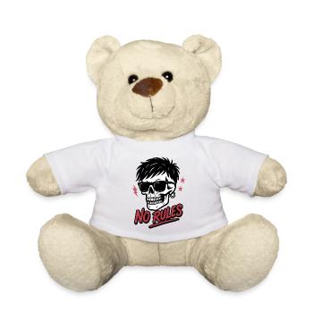 Edgy Skull with Sunglasses and No Rules Text - Teddy Bear - white - Front