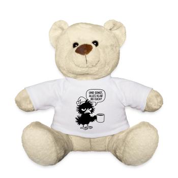 Schwarzer Rabe mit Schlafmütze und Sprechblase - Teddy - Weiß - Vorne