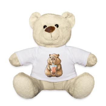 Sweet Anime Capybara Bubble Tea Boba Tea - Teddy Bear - white - Front