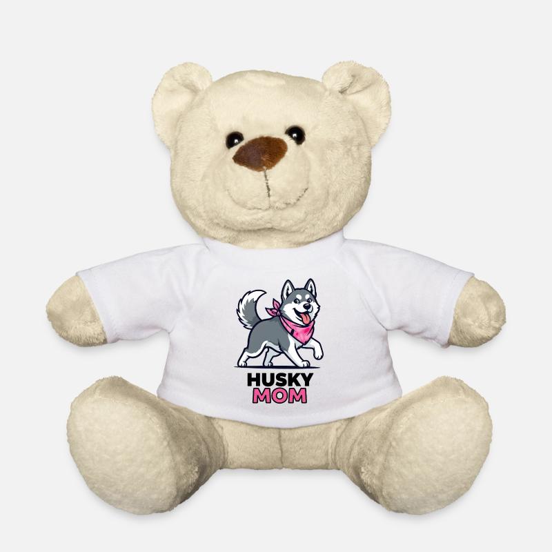 Husky Mom Motiv - Fröhlich mit Halstuch - Teddy - Weiß