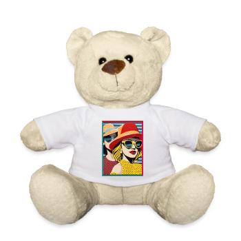 Pop Art Frauen mit Sonnenhut und Sonnenbrillen - Teddy - Weiß - Vorne