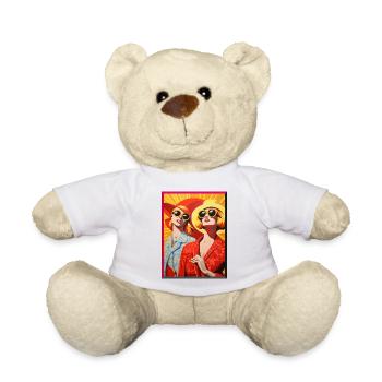Two Retro Ladies in Sun Hat and Sunglasses - Teddy Bear - white - Front
