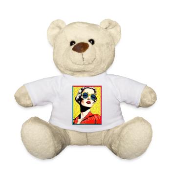 Pop Art Diva Yellow Sunglasses Fashion Retro - Teddy Bear - white - Front
